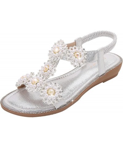 Sandals Women Dressy Summer Women Wedges Sandals Strap Shoes Shoes Sandals Flops Buckle For Women Summer Flip Women Silver $1...