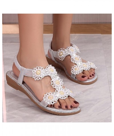 Sandals Women Dressy Summer Women Wedges Sandals Strap Shoes Shoes Sandals Flops Buckle For Women Summer Flip Women Silver $1...