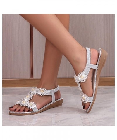 Sandals Women Dressy Summer Women Wedges Sandals Strap Shoes Shoes Sandals Flops Buckle For Women Summer Flip Women Silver $1...