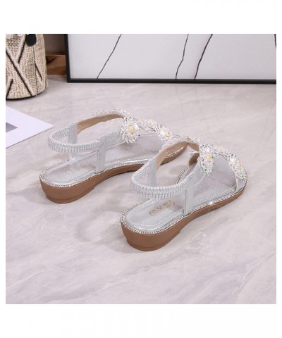 Sandals Women Dressy Summer Women Wedges Sandals Strap Shoes Shoes Sandals Flops Buckle For Women Summer Flip Women Silver $1...