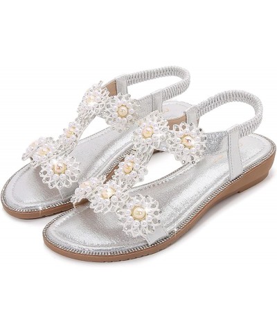 Sandals Women Dressy Summer Women Wedges Sandals Strap Shoes Shoes Sandals Flops Buckle For Women Summer Flip Women Silver $1...